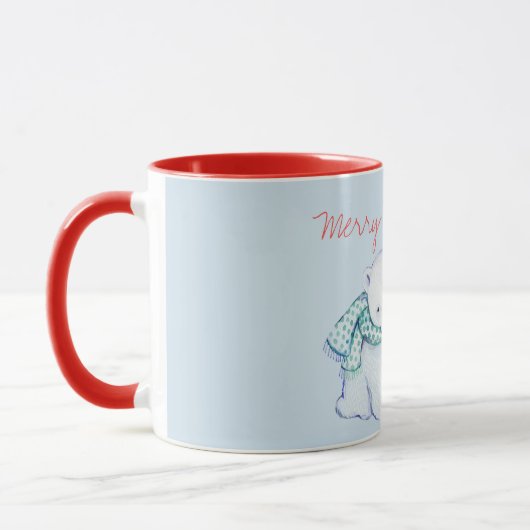 Zwei Polar Bears Frohe Weihnachtsfeier Tasse (Links)