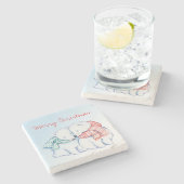 Zwei polare Bärn-frohe Weihnacht-Untersetzer Steinuntersetzer (Seitenansicht)