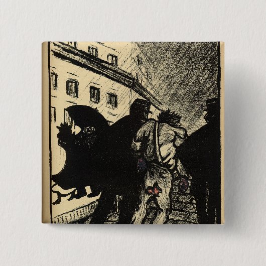 Zwei Polizisten nehmen einen Vagabundn weg, der in Button (Vorderseite)