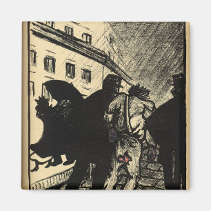 Zwei Polizisten nehmen einen Vagabundn weg, der in Magnet