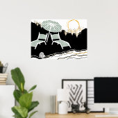 Zwei Polka Dot Beach Stühle im Sunset Poster (Heimbüro)
