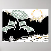 Zwei Polka Dot Beach Stühle im Sunset Poster (Vorne)