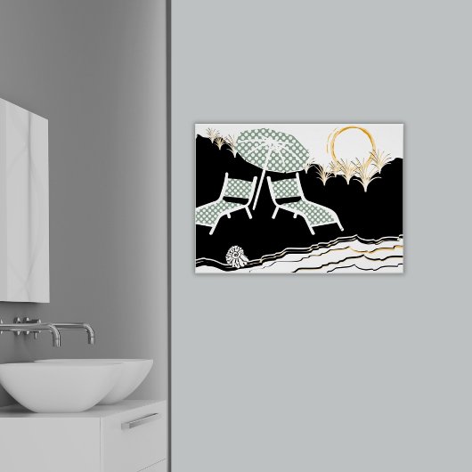 Zwei Polka Dot Beach Stühle im Sunset Poster