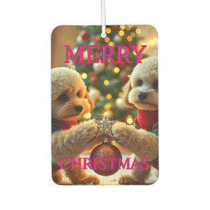 ZWEI POODLES FEIERN CHRISTMAS AUTOLUFTERFRISCHER