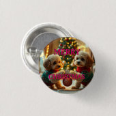 ZWEI POODLES FEIERN CHRISTMAS BUTTON (Vorne & Hinten)