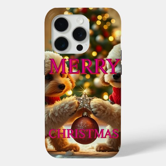ZWEI POODLES FEIERN CHRISTMAS Case-Mate iPhone HÜLLE (Rückseite)