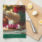 ZWEI POODLES FEIERN CHRISTMAS GESCHIRRTUCH (Viertel Falte)