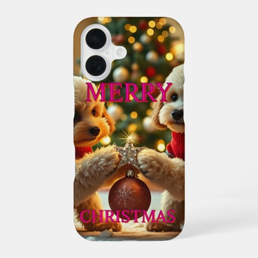 ZWEI POODLES FEIERN CHRISTMAS iPhone 16 HÜLLE (Rückseite)