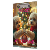 ZWEI POODLES FEIERN CHRISTMAS KLEMMBRETT (Links)