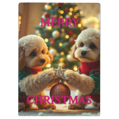ZWEI POODLES FEIERN CHRISTMAS KLEMMBRETT (Rückseite)