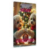 ZWEI POODLES FEIERN CHRISTMAS KLEMMBRETT (Rechts)