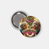 ZWEI POODLES FEIERN CHRISTMAS MAGNET (Vorderseite/Rückseite)