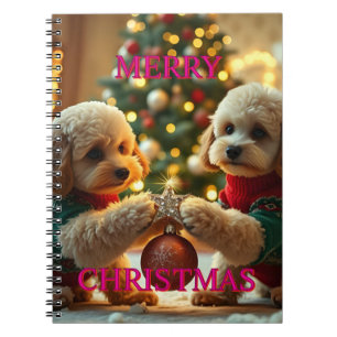 ZWEI POODLES FEIERN CHRISTMAS NOTIZBLOCK
