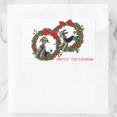 Zwei Poodles in Poinsettia-Kämpfen Rechteckiger Aufkleber (Tasche)