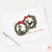 Zwei Poodles in Poinsettia-Kämpfen Rechteckiger Aufkleber (Umschlag)