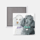 Zwei Poodles Magnet (Vorderseite/Rückseite)