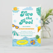 Zwei Pool 2. Geburtstag Sommer Splish Splash Einladung (Stehend Vorderseite)