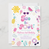 Zwei Pool Girl Pool Party Sommer Geburtstag Einladung (Vorderseite)