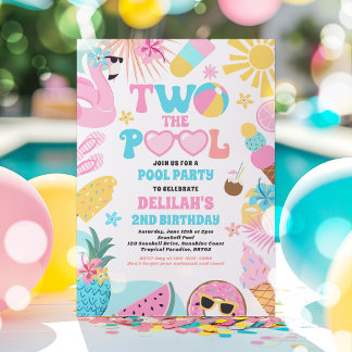 Zwei Pool Summer 2. Geburtstag Pool Party Einladung