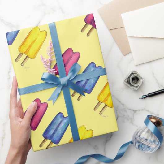 Zwei Pop Popsicles Ice Lollies Sommerzeit Geschenkpapier (Schenken)