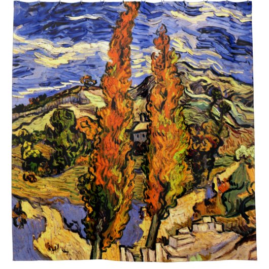 Zwei Poplars auf einem Hügel Duschvorhang (Vorderseite)