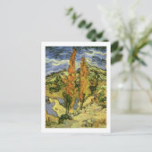 Zwei Poplars auf einer Straße, Van Gogh Fine Art Postkarte (Stehend Vorderseite)