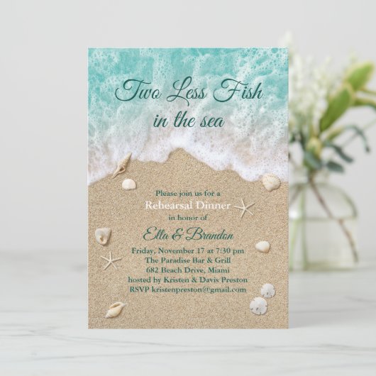 Zwei Proben mit weniger Fisch Einladung (Stehend Vorderseite)