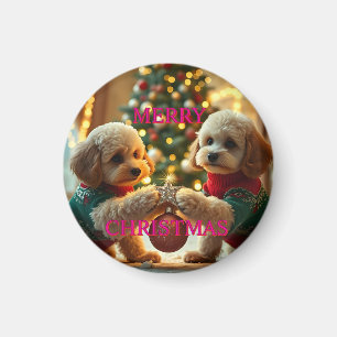 ZWEI PUCKELHUNDE FEIERN WEIHNACHTEN MAGNET