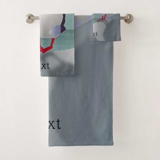 Zwei Puffins Design Badhandtuch Set (Insitu)