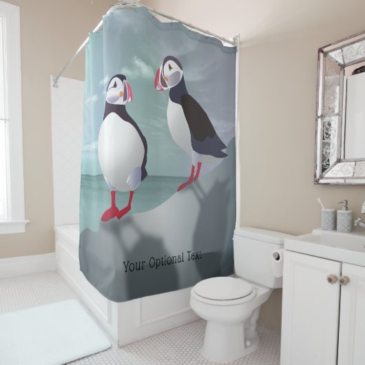 Zwei Puffins Design Duschvorhang (Beispiel)