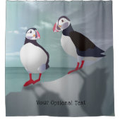 Zwei Puffins Design Duschvorhang (Vorderseite)