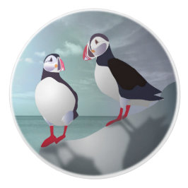 Zwei Puffins Design Keramikknauf