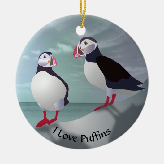 Zwei Puffins Design Ornament (Vorne)