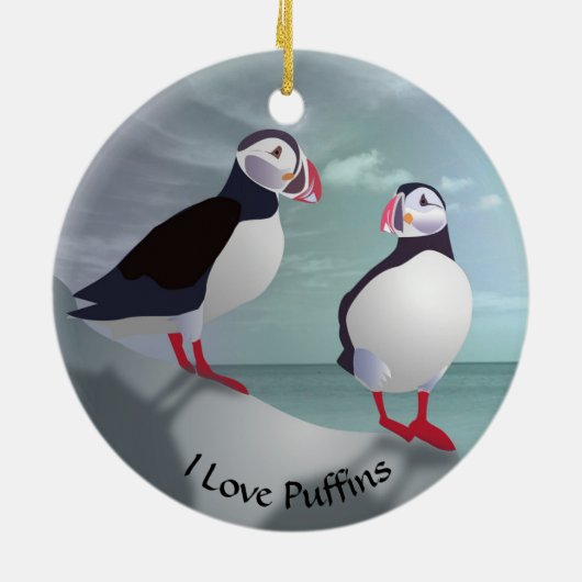 Zwei Puffins Design Ornament (Hinten)