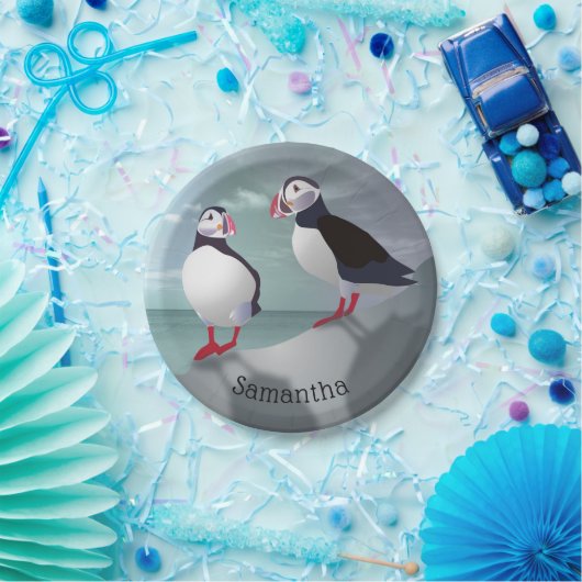 Zwei Puffins Design Pappteller (Party)