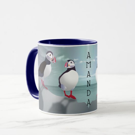 Zwei Puffins Design-Tasse Tasse (Vorderseite Links)