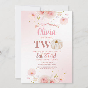 Zwei Pumpkin Girls Rosa Geburtstagsparty Herbst He Einladung