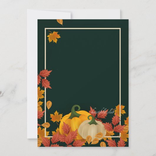 Zwei Pumpkins Erntedank Einladung (Rückseite)