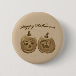 Zwei Pumpkins glückliches Halloween Button