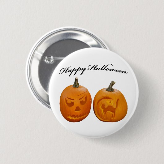 Zwei Pumpkins glückliches Halloween Button (Vorne & Hinten)