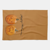 Zwei Pumpkins glückliches Halloween Geschirrtuch (Horizontal)