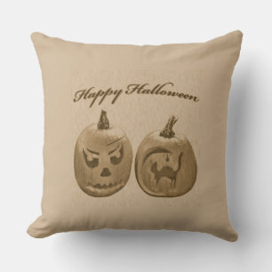 Zwei Pumpkins glückliches Halloween Kissen