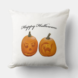 Zwei Pumpkins glückliches Halloween Kissen