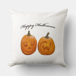 Zwei Pumpkins glückliches Halloween Kissen