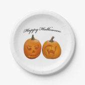 Zwei Pumpkins glückliches Halloween Pappteller (Vorderseite)