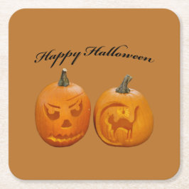 Zwei Pumpkins glückliches Halloween Rechteckiger Pappuntersetzer