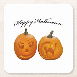 Zwei Pumpkins glückliches Halloween Rechteckiger Pappuntersetzer