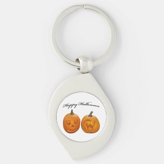 Zwei Pumpkins glückliches Halloween Schlüsselanhänger (Vorderseite)