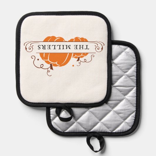 Zwei Pumpkins Personalisiert Topflappen (Vorderseite/Rückseite)