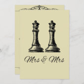 Zwei Queens Lesbian Hochzeit Einladung (Vorne/Hinten)